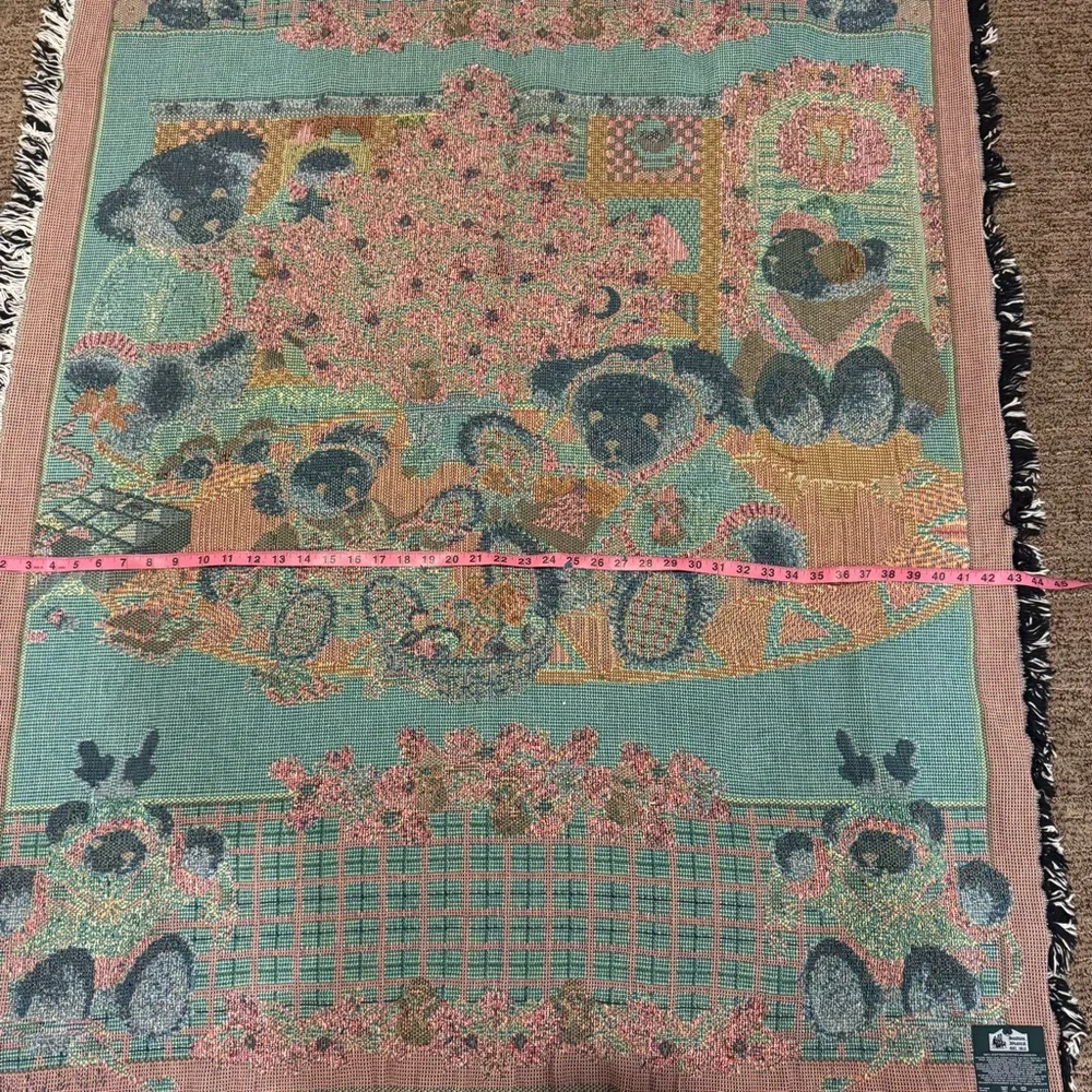 Christmas Vintage‎ Throw Tapestry Teddy Bears with Granny Blanket Holiday